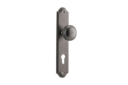 Iver Paddington  Door Knob Shouldered Latch Pair, Passage Kit, Privacy Kit , Entrance Kit with High Security Lock - Distressed Nickel