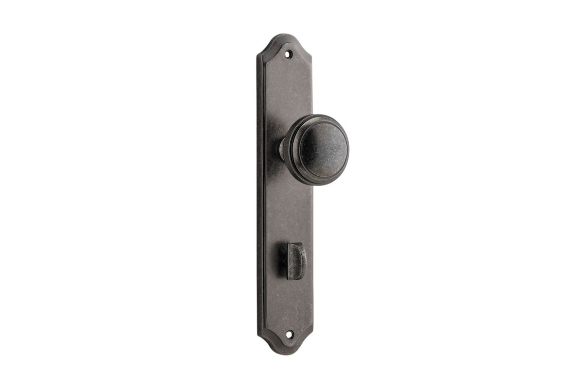Iver Paddington  Door Knob Shouldered Latch Pair, Passage Kit, Privacy Kit , Entrance Kit with High Security Lock - Distressed Nickel