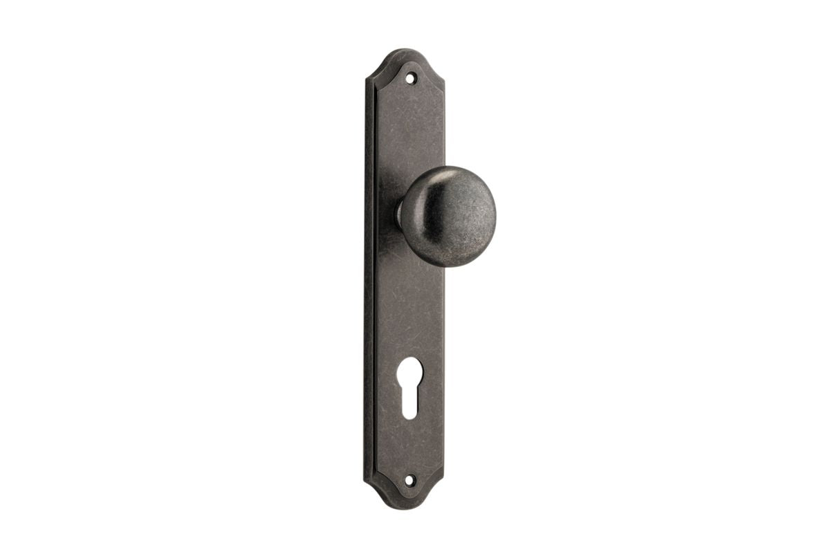 Iver Cambridge Door Knob Shouldered Latch Pair, Passage Kit, Privacy Kit , Entrance Kit with High Security Lock -Distressed Nickel