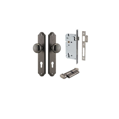 Iver Cambridge Door Knob Shouldered Latch Pair, Passage Kit, Privacy Kit , Entrance Kit with High Security Lock -Distressed Nickel