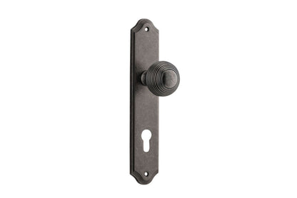 Iver Guildford Door Knob Shouldered Latch Pair, Passage Kit, Privacy Kit , Entrance Kit with High Security Lock - Distressed Nickel