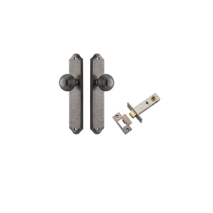 Iver Guildford Door Knob Shouldered Latch Pair, Passage Kit, Privacy Kit , Entrance Kit with High Security Lock - Distressed Nickel