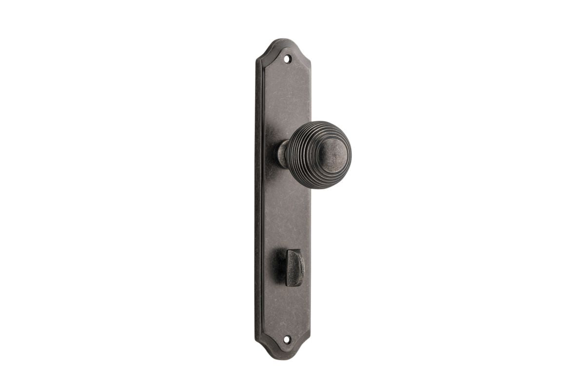 Iver Guildford Door Knob Shouldered Latch Pair, Passage Kit, Privacy Kit , Entrance Kit with High Security Lock - Distressed Nickel