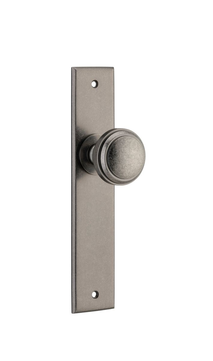 Iver Paddington  Door Knob Chamfered Latch Pair, Passage Kit, Privacy Kit , Entrance Kit with High Security Lock - Distressed Nickel