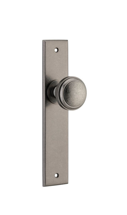 Iver Paddington  Door Knob Chamfered Latch Pair, Passage Kit, Privacy Kit , Entrance Kit with High Security Lock - Distressed Nickel