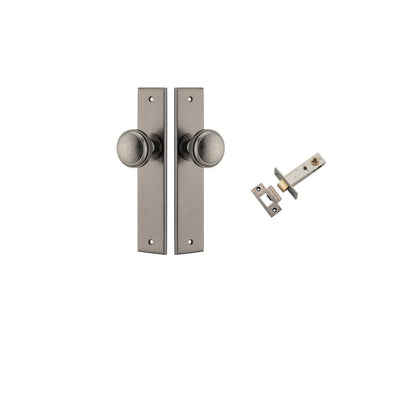 Iver Paddington  Door Knob Chamfered Latch Pair, Passage Kit, Privacy Kit , Entrance Kit with High Security Lock - Distressed Nickel
