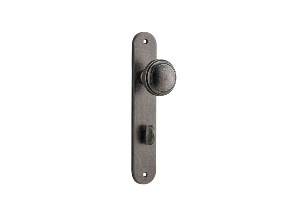 Iver Paddington  Door Knob Oval Latch Pair, Passage Kit, Privacy Kit , Entrance Kit with High Security Lock - Distressed Nickel