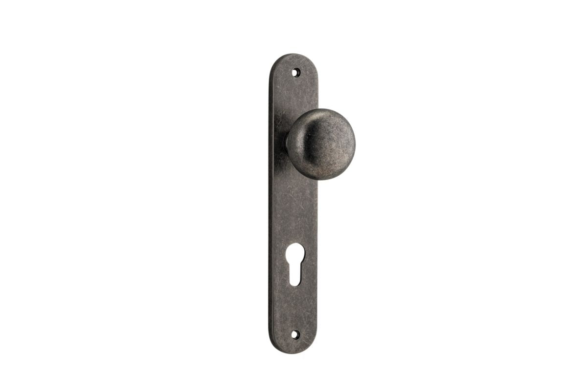 Iver Cambridge Door Knob Oval Concealed Fix Pair, Passage Kit, Privacy Kit , Entrance Kit with High Security Lock - Distressed Nickel