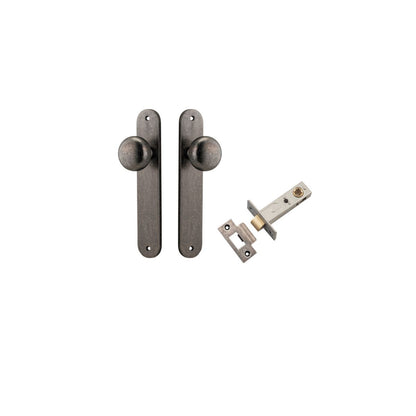 Iver Cambridge Door Knob Oval Concealed Fix Pair, Passage Kit, Privacy Kit , Entrance Kit with High Security Lock - Distressed Nickel