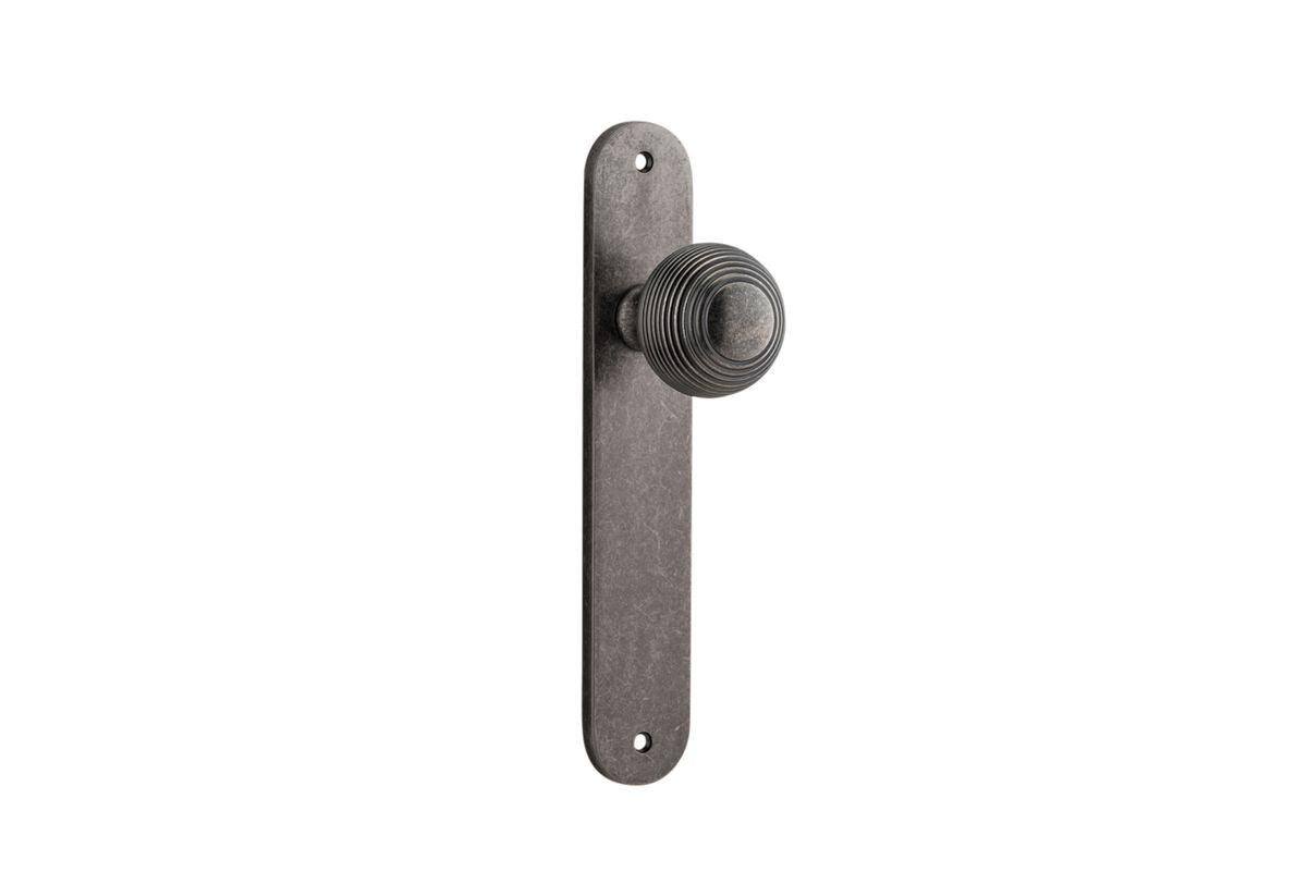 Iver Guildford Door Knob Oval Latch Pair, Passage Kit, Privacy Kit , Entrance Kit with High Security Lock - Distressed Nickel