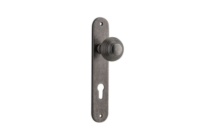 Iver Guildford Door Knob Oval Latch Pair, Passage Kit, Privacy Kit , Entrance Kit with High Security Lock - Distressed Nickel