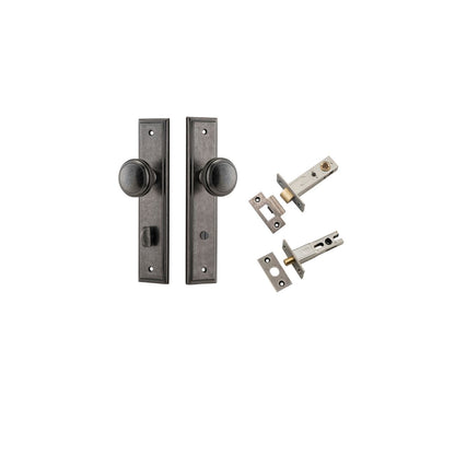 Iver Paddington  Door Knob Stepped Latch Pair, Passage Kit, Privacy Kit , Entrance Kit with High Security Lock - Distressed Nickel