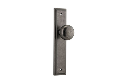 Iver Cambridge Door Knob Stepped Latch Pair, Passage Kit, Privacy Kit , Entrance Kit with High Security Lock -Distressed Nickel