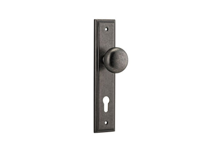 Iver Cambridge Door Knob Stepped Latch Pair, Passage Kit, Privacy Kit , Entrance Kit with High Security Lock -Distressed Nickel