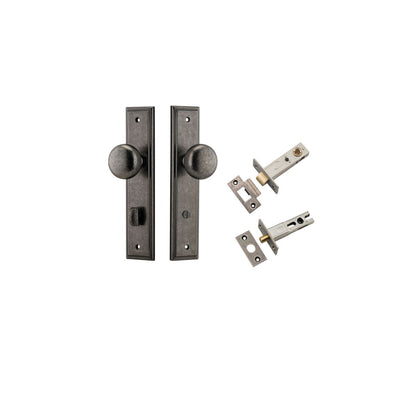Iver Cambridge Door Knob Stepped Latch Pair, Passage Kit, Privacy Kit , Entrance Kit with High Security Lock -Distressed Nickel