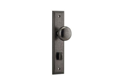 Iver Cambridge Door Knob Stepped Latch Pair, Passage Kit, Privacy Kit , Entrance Kit with High Security Lock -Distressed Nickel