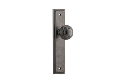 Iver Guildford Door Knob Stepped Latch Pair, Passage Kit, Privacy Kit , Entrance Kit with High Security Lock - Distressed Nickel