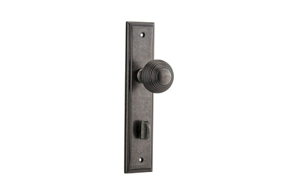 Iver Guildford Door Knob Stepped Latch Pair, Passage Kit, Privacy Kit , Entrance Kit with High Security Lock - Distressed Nickel
