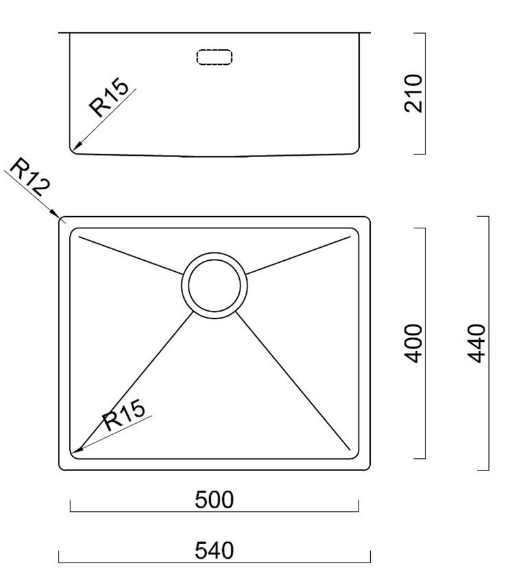 BURNS & FERALL FABRICATED SINGLE BOWL SINK INCL CLIPS, WASTE & OVERFLOW SILVER AVAILABLE IN 6 SIZES : 360MM,380MM,440MM,490MM,540MM & 590MM