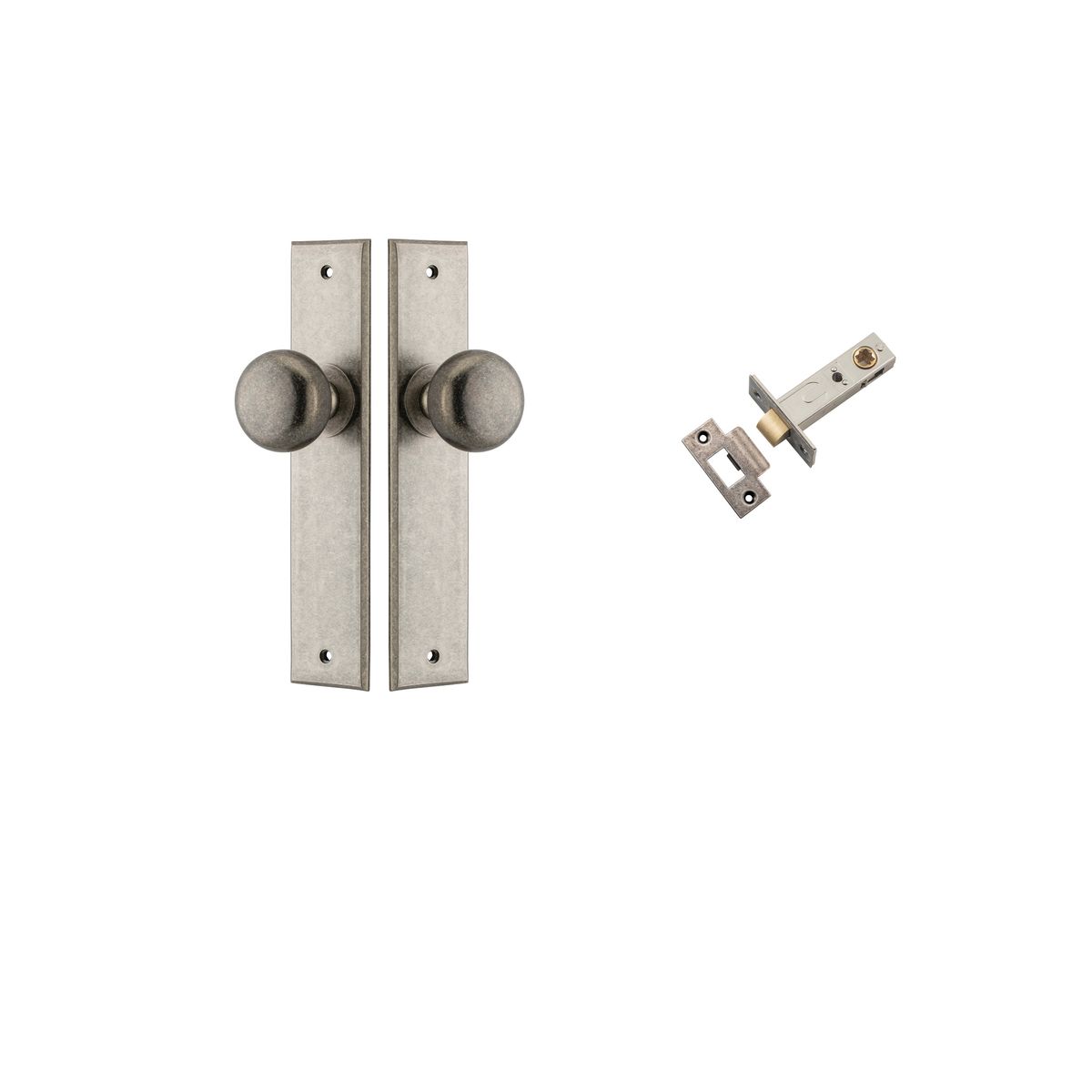Iver Cambridge Door Knob Chamfered  Concealed Fix Pair Passage Kit, Privacy Kit , Entrance Kit with High Security Lock -Distressed Nickel