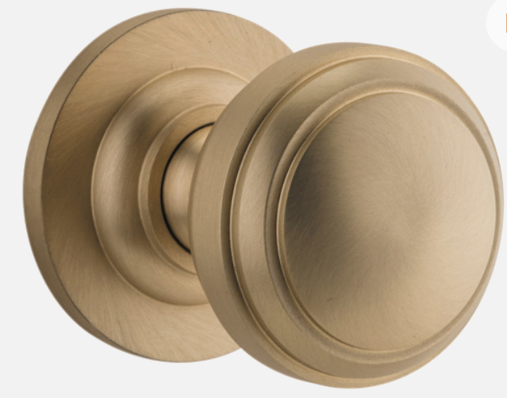Iver Paddington Door Knob 0253 Round Rose Brushed Brass - Passage kit , privacy kit & Entrance Kit (Dual Function 5 pin and Key Thumb 6 Pin)