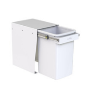 Hideaway Waste Bin ,Compact Floor Mount Range, 1 x 20 Litres Bucket Width 258 x Depth 358 x Height 408mm ,Handle pull - Arctic White & Cinder  ( Available in 4 Sizes : 1 x 15Ltr ,1 x 20Ltr ,2 x 15Ltr ,2 x 20Ltr )