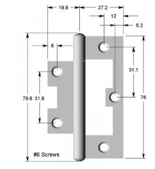 Lohala Hinge Stainless Steel 304 ,Fast Fix 75mm & 89mm ( Button Tip) - Satin