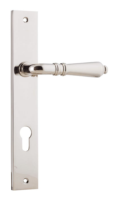 Iver Sarlat  Door Lever Rectangular Latch Pair, Passage Kit, Privacy Kit , Entrance Kit with High Security Lock -Polished Nickel
