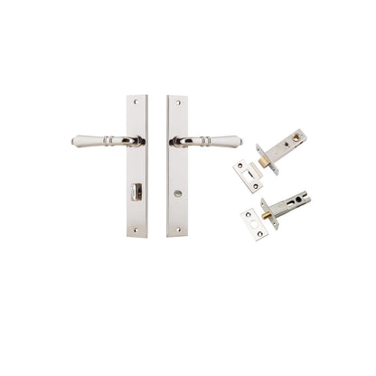 Iver Sarlat  Door Lever Rectangular Latch Pair, Passage Kit, Privacy Kit , Entrance Kit with High Security Lock -Polished Nickel