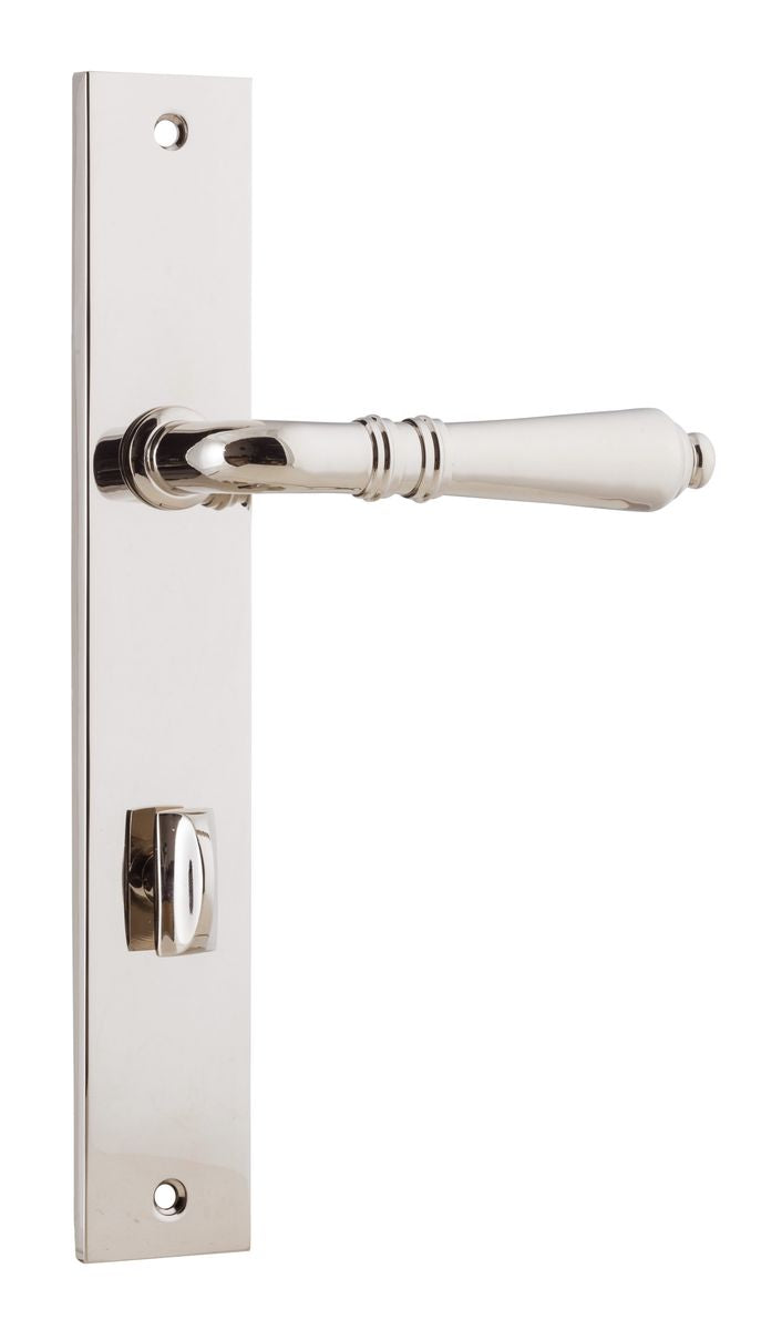 Iver Sarlat  Door Lever Rectangular Latch Pair, Passage Kit, Privacy Kit , Entrance Kit with High Security Lock -Polished Nickel