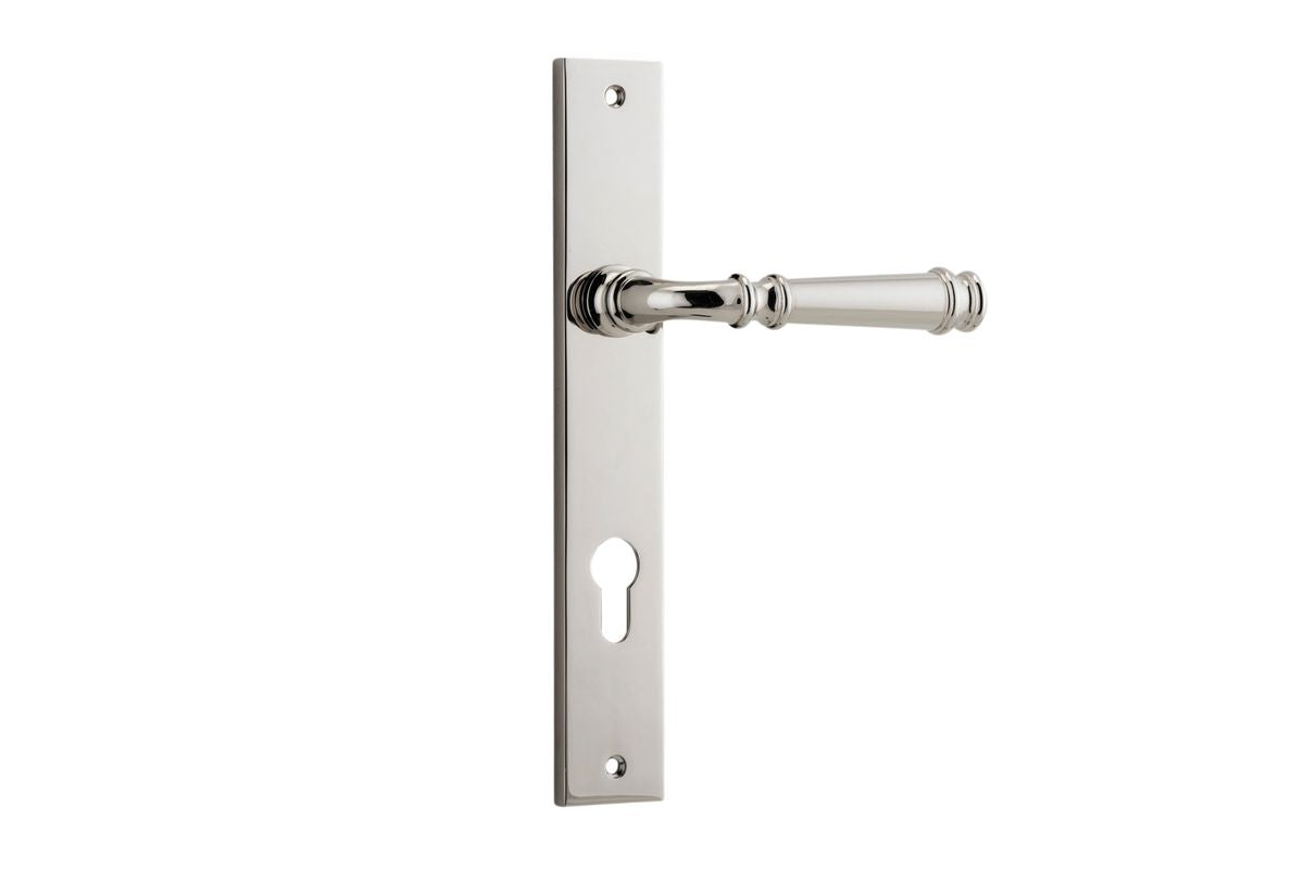 Iver Verona Door Lever Rectangular Latch Pair, Passage Kit, Privacy Kit , Entrance Kit with High Security Lock -Polished Nickel