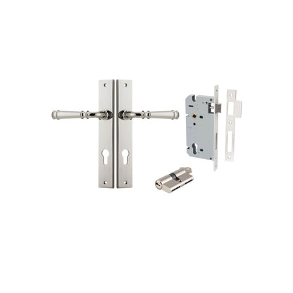 Iver Verona Door Lever Rectangular Latch Pair, Passage Kit, Privacy Kit , Entrance Kit with High Security Lock -Polished Nickel