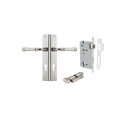 Iver Verona Door Lever Rectangular Latch Pair, Passage Kit, Privacy Kit , Entrance Kit with High Security Lock -Polished Nickel