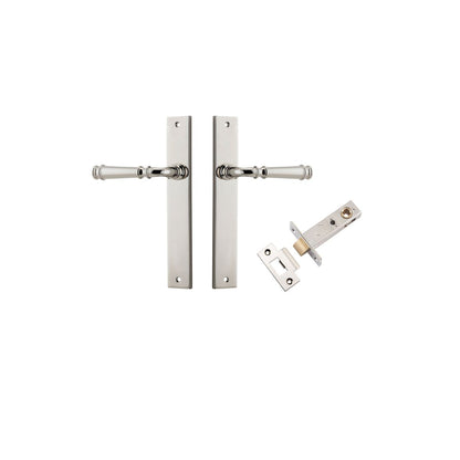 Iver Verona Door Lever Rectangular Latch Pair, Passage Kit, Privacy Kit , Entrance Kit with High Security Lock -Polished Nickel