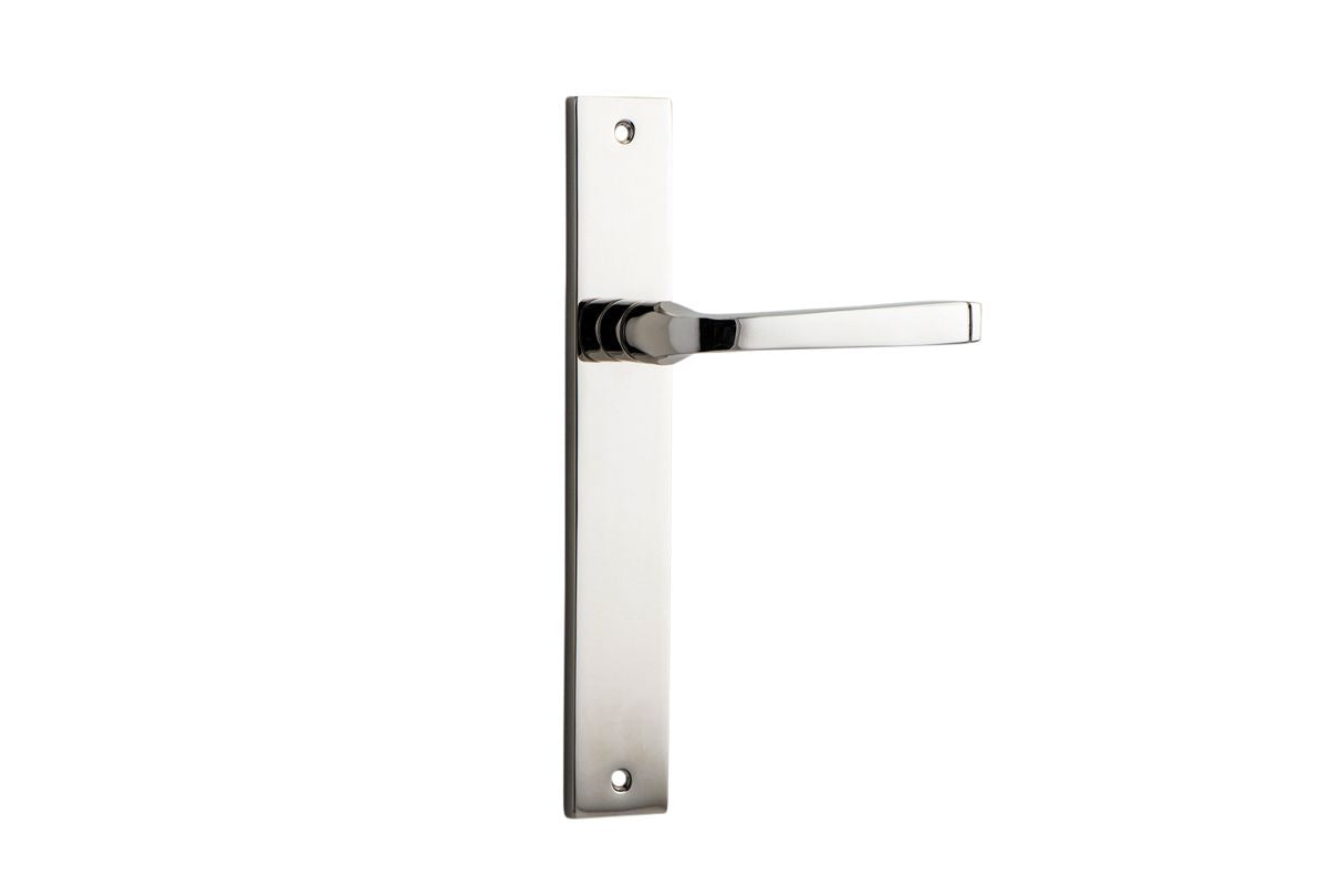 Iver Annecy Door Lever Rectangular Latch Pair, Passage Kit, Privacy Kit , Entrance Kit with High Security Lock -Polished Nickel