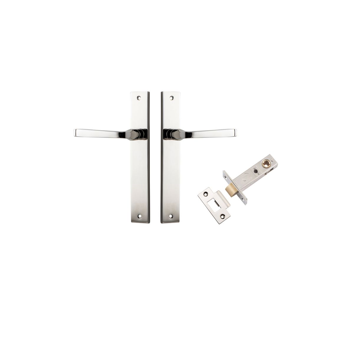 Iver Annecy Door Lever Rectangular Latch Pair, Passage Kit, Privacy Kit , Entrance Kit with High Security Lock -Polished Nickel