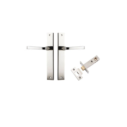Iver Annecy Door Lever Rectangular Latch Pair, Passage Kit, Privacy Kit , Entrance Kit with High Security Lock -Polished Nickel