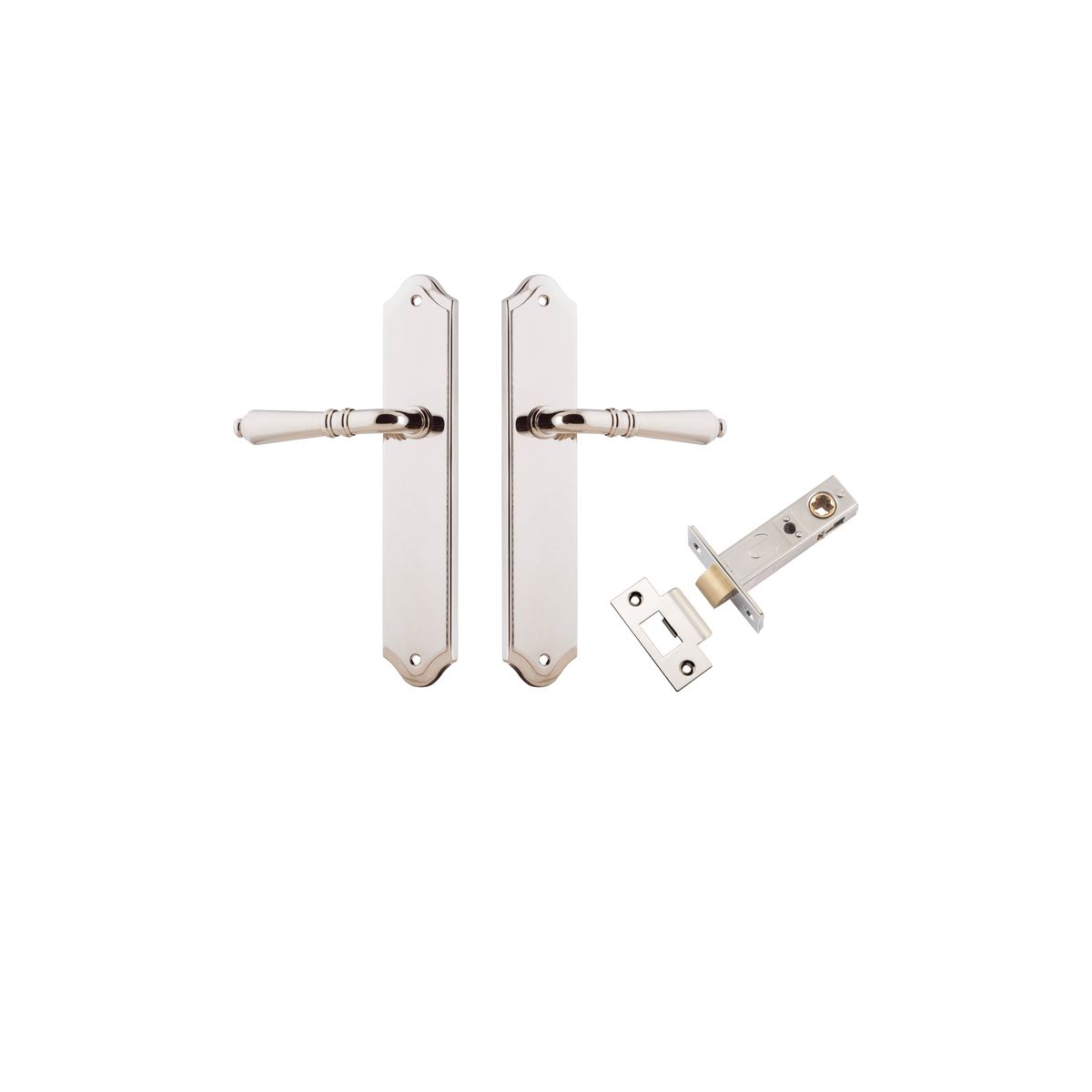 Iver Sarlat  Door Lever Oval Latch Pair, Passage Kit, Privacy Kit , Entrance Kit with High Security Lock - Polished Nickel