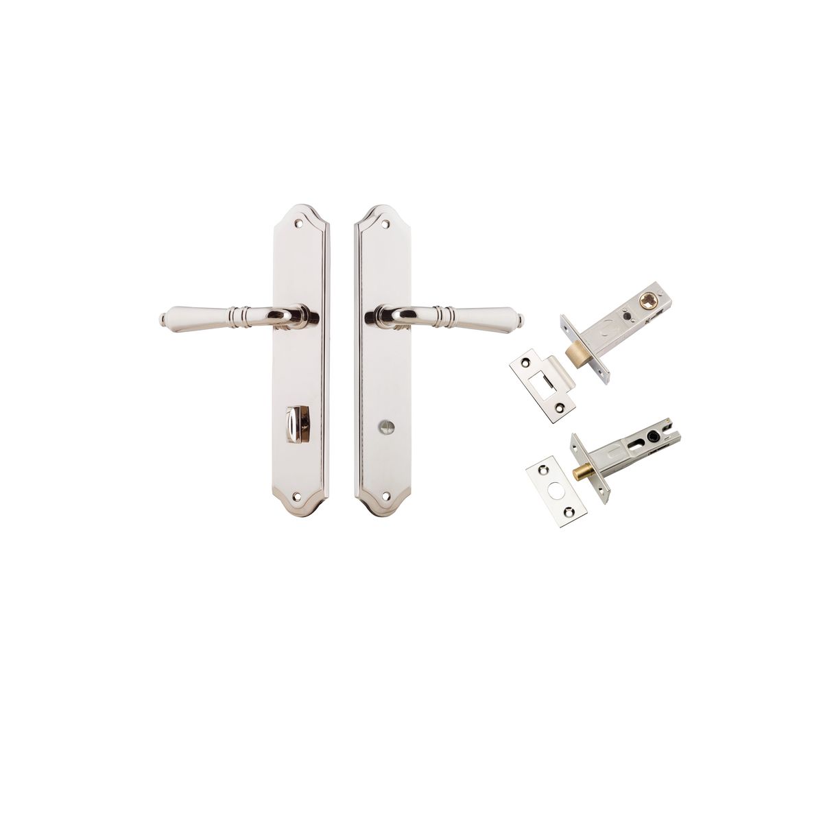Iver Sarlat  Door Lever Oval Latch Pair, Passage Kit, Privacy Kit , Entrance Kit with High Security Lock - Polished Nickel