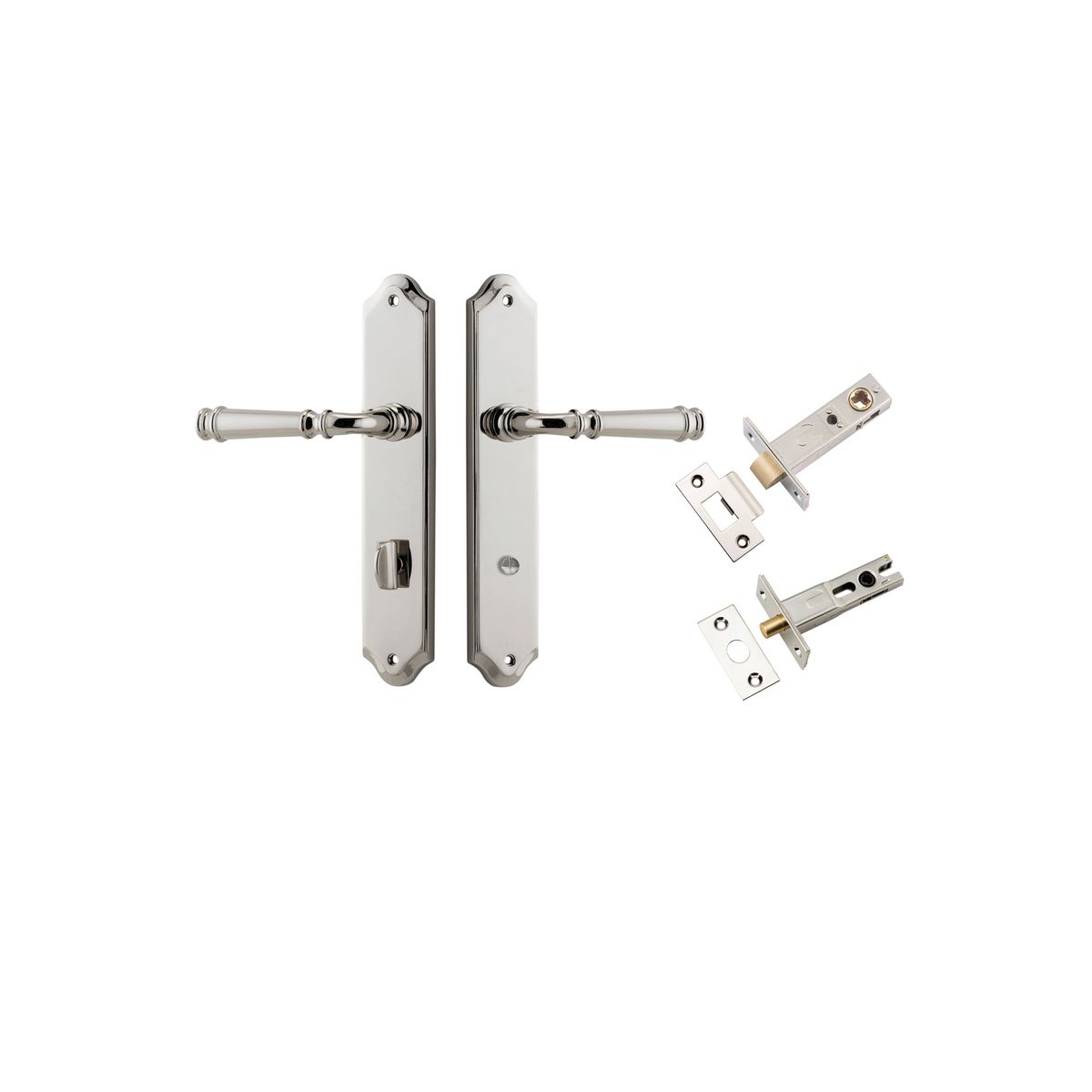 Iver Verona Door Lever Shouldered Latch Pair, Passage Kit, Privacy Kit , Entrance Kit with High Security Lock Polished Nickel
