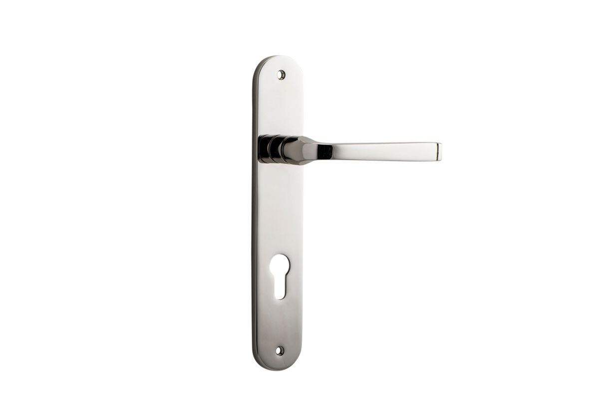 Iver Annecy Door Lever Oval Latch Pair, Passage Kit, Privacy Kit , Entrance Kit with High Security Lock - Polished Nickel
