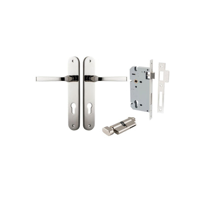 Iver Annecy Door Lever Oval Latch Pair, Passage Kit, Privacy Kit , Entrance Kit with High Security Lock - Polished Nickel