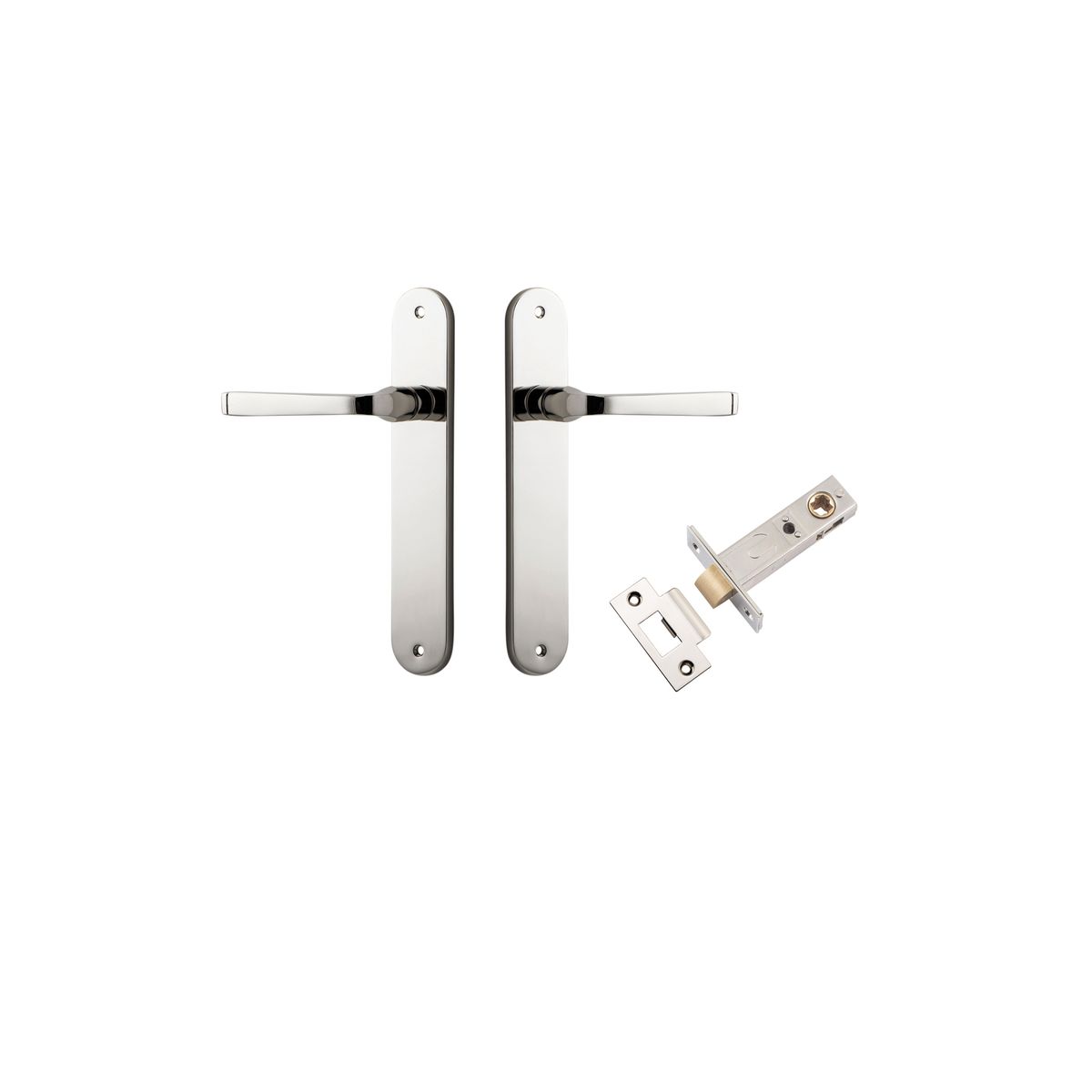 Iver Annecy Door Lever Oval Latch Pair, Passage Kit, Privacy Kit , Entrance Kit with High Security Lock - Polished Nickel