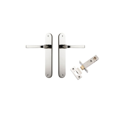 Iver Annecy Door Lever Oval Latch Pair, Passage Kit, Privacy Kit , Entrance Kit with High Security Lock - Polished Nickel