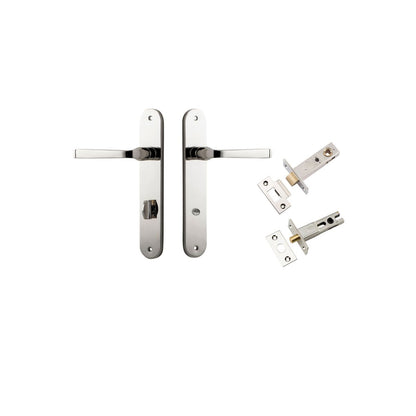 Iver Annecy Door Lever Oval Latch Pair, Passage Kit, Privacy Kit , Entrance Kit with High Security Lock - Polished Nickel