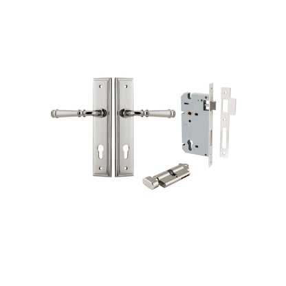 Iver Verona Door Lever Stepped Latch Pair, Passage Kit, Privacy Kit , Entrance Kit with High Security Lock -Polished Nickel