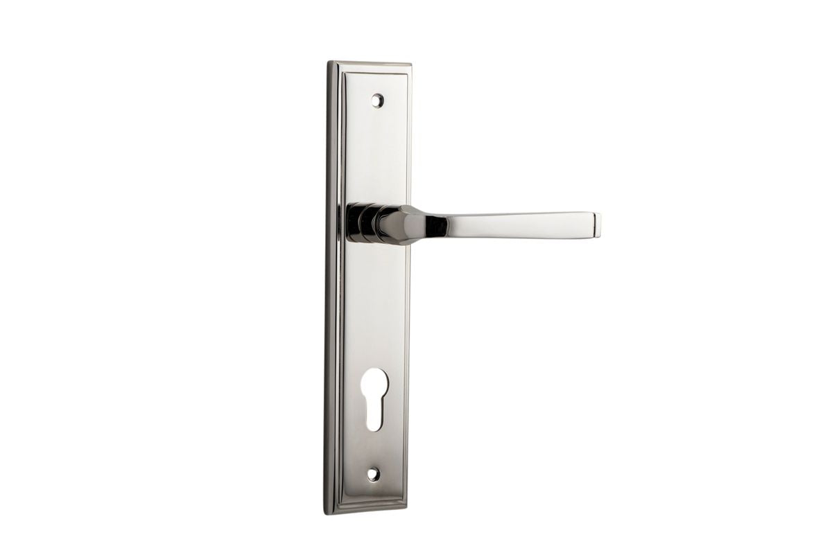 Iver Annecy Door Lever Shouldered Latch Pair, Passage Kit, Privacy Kit , Entrance Kit with High Security Lock -Polished Nickel