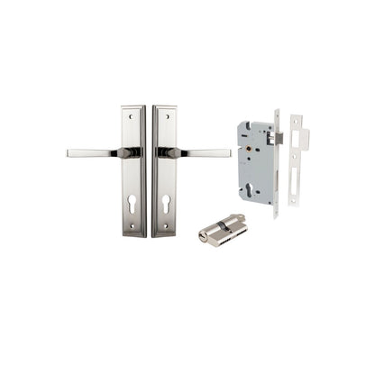 Iver Annecy Door Lever Shouldered Latch Pair, Passage Kit, Privacy Kit , Entrance Kit with High Security Lock -Polished Nickel