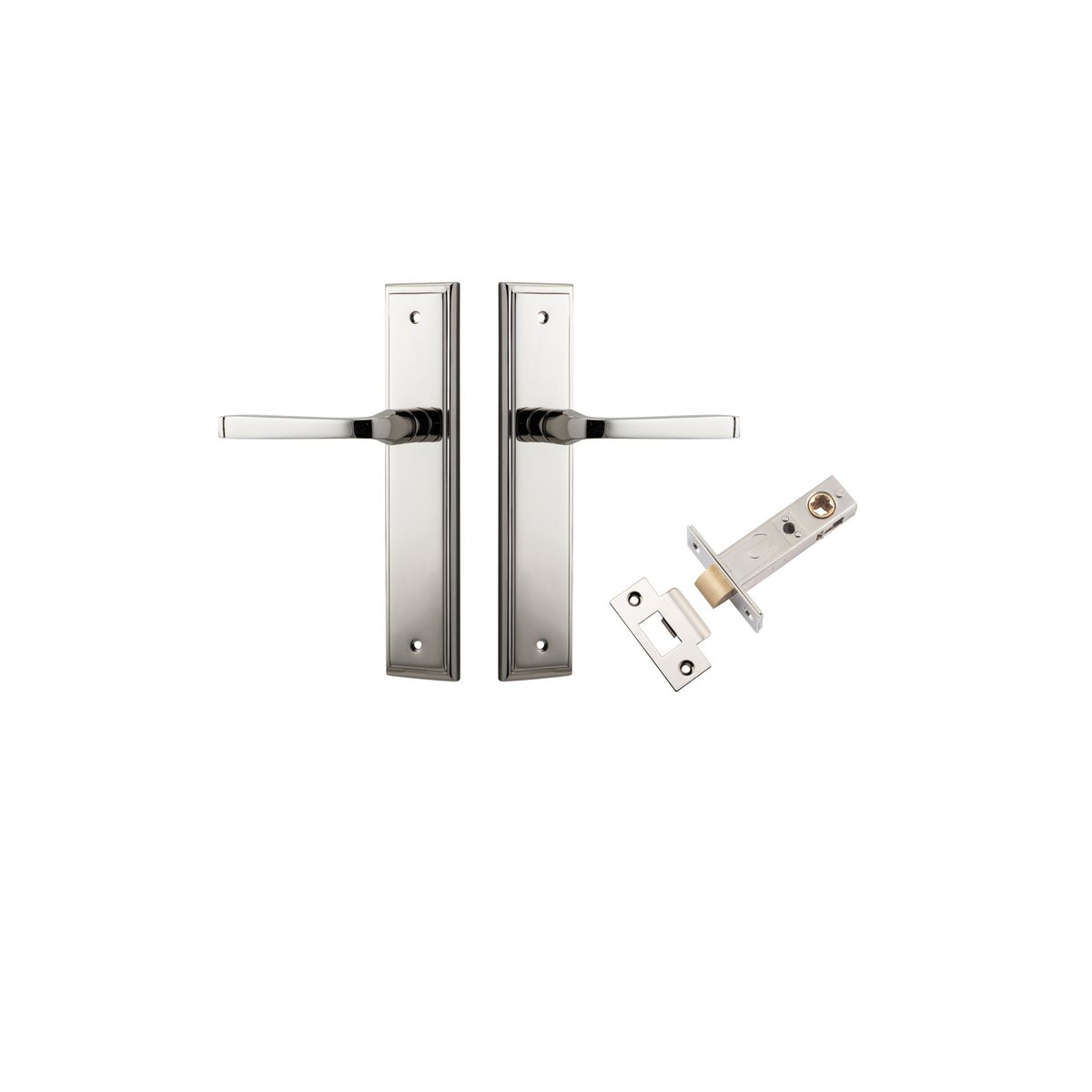 Iver Annecy Door Lever Shouldered Latch Pair, Passage Kit, Privacy Kit , Entrance Kit with High Security Lock -Polished Nickel