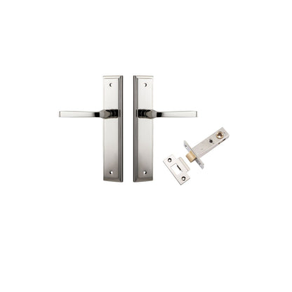 Iver Annecy Door Lever Shouldered Latch Pair, Passage Kit, Privacy Kit , Entrance Kit with High Security Lock -Polished Nickel